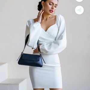 Nwt  REVOKE BT LUXXEL WHITE PUFF SLEEVE MINI DRESS SIZE SMALL